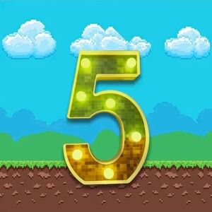 Lighted Minecraft Pixel Art Number 5 Wall Decor / Birthday Decoration